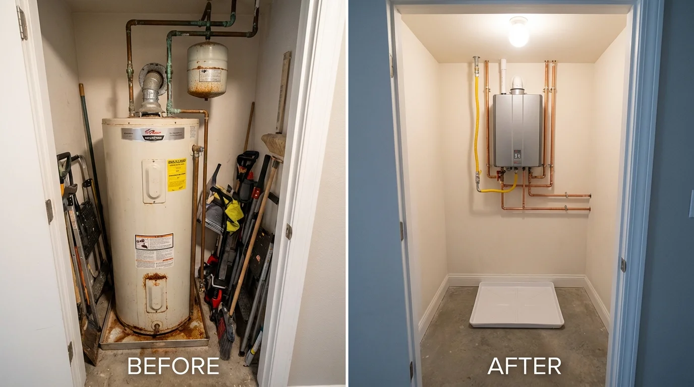 Tank water heater versus wall-mounted tankless unit comparison for Highland, KS homeowners